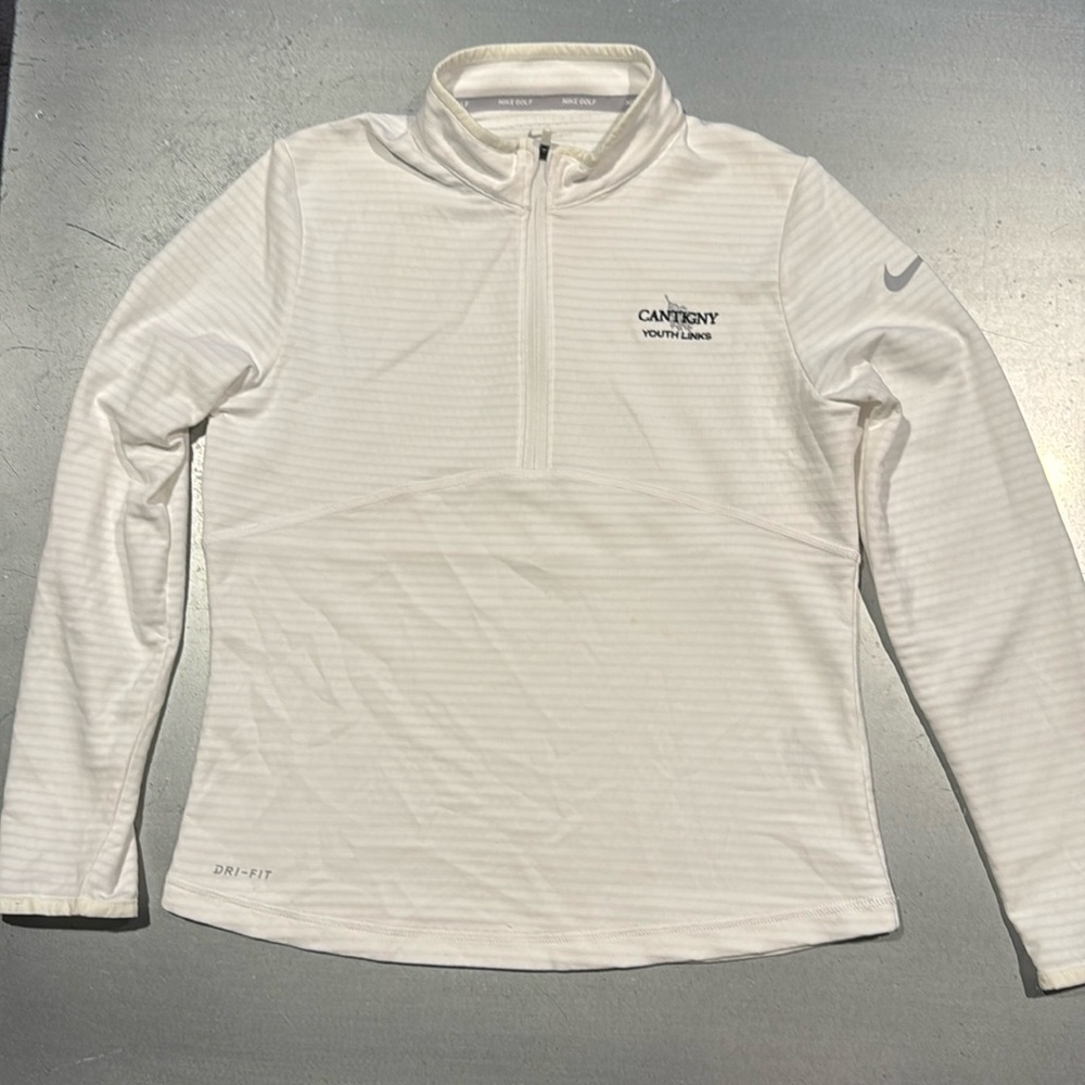 White Nike dry fit kids golf pullover